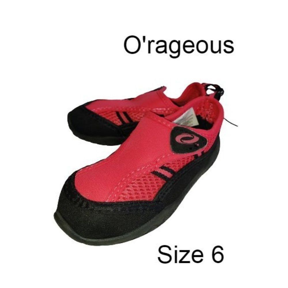 O'rageous Girls Water Shoes Hot Pink Black Toddler Quick Dry Size 6 NEW